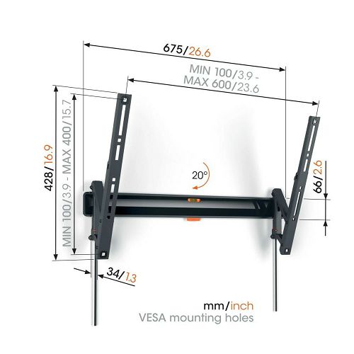 Nosač za TV zidni VOGELS TVM 3633 COMFORT Tilt (40"-77", do 35 kg, nagib 20°)-5