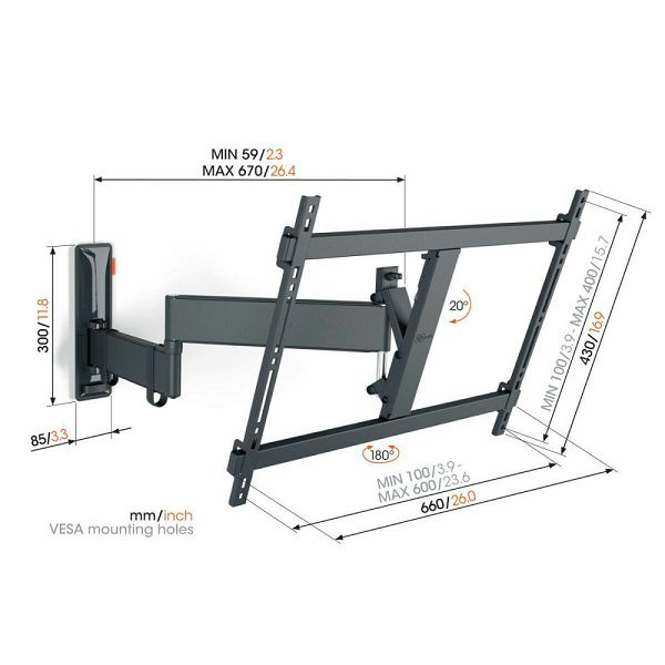 Zidni nosač VOGELS TVM 3643 (40"-77", nagib 20°, okret ,180°)-3