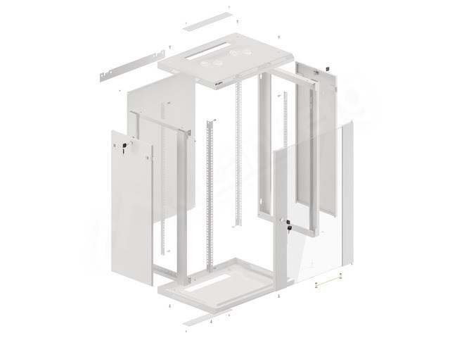 Zidni ormar LANBERG (19", 18U, 600 x 450 mm, staklena vrata) sivi-8