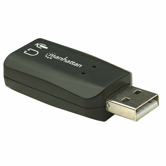 Zvučna kartica na USB-A MANHATTAN (USB-A na 3.5 mm mikrofon i audio izlaz, 480 Mbps (USB 2.0), podržava 3D i virtualni 5.1 surround zvuk, Hi-Speed USB, crna, tri godine jamstva, blister)-1
