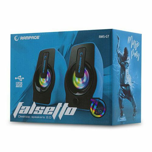 Zvučnici RAMPAGE RMS-G7 FALSETTO, LED osvjetljenje, 6W, 2.0 plavi-1