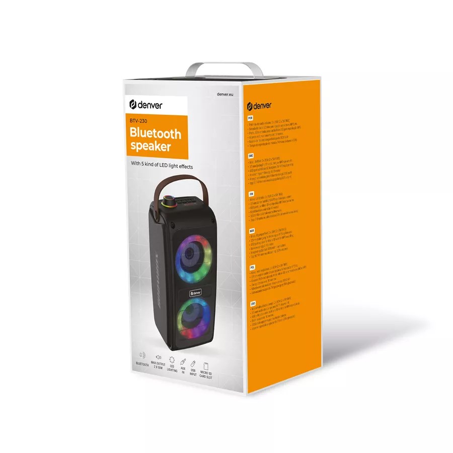 Party zvučnik DENVER BTV-230 (100W, Bluetooth, USB, RGB)-7
