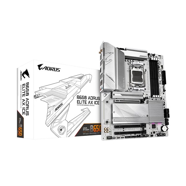 Matična ploča GIGABYTE GA-B650 ELITE AX ICE (chipset amd b650, podržani procesori amd ryzen™ 7000 / 8000 / 9000 series, memorija 4 x ddr5 dimm sockets)