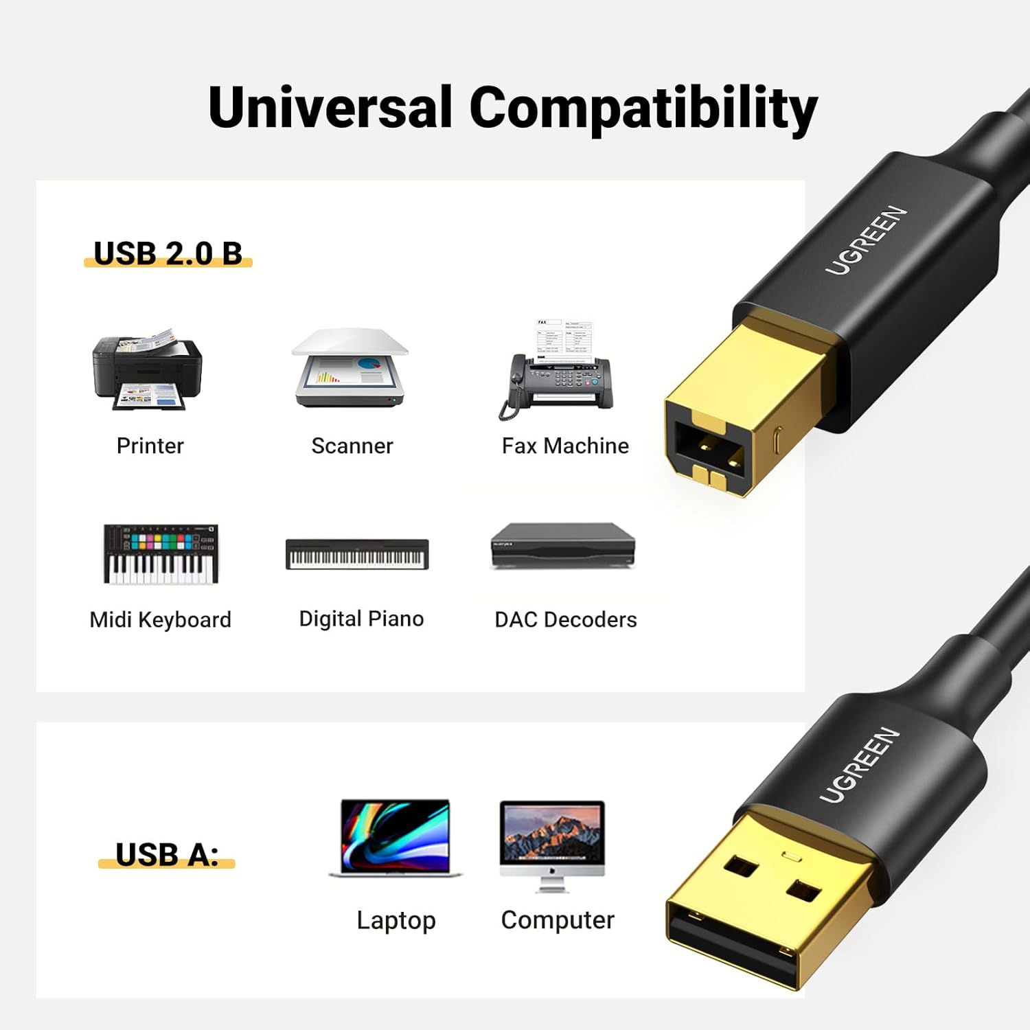 Kabel UGREEN USB 2.0 - USB A to USB B (3 m)-4