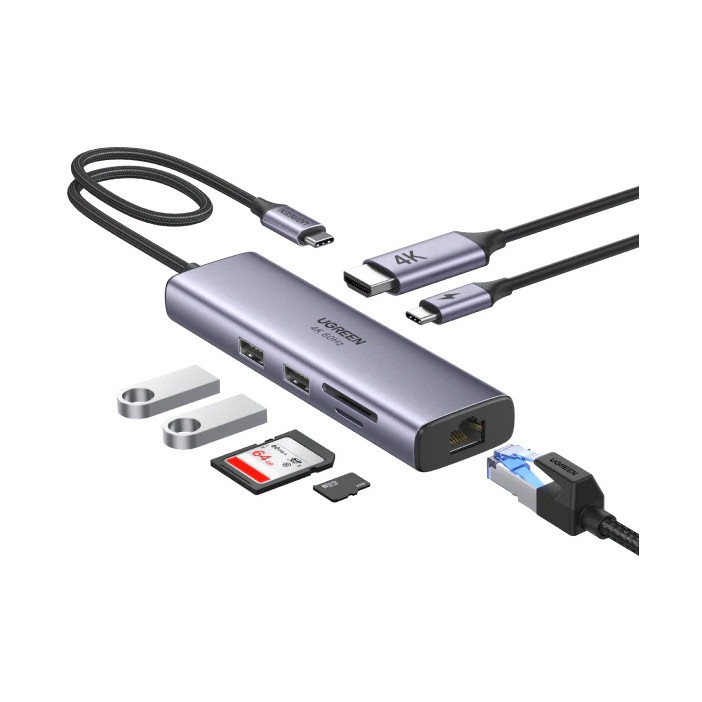 Docking Station UGREEN 6in1 USB-C 100W PD-10