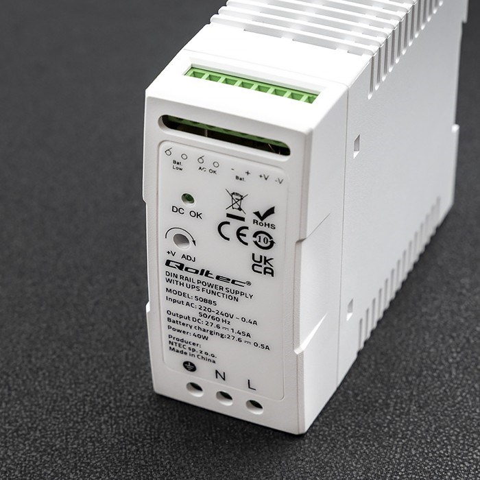 Qoltec 50885 Stable DIN Rail Power Supply with UPS function | 40W-7