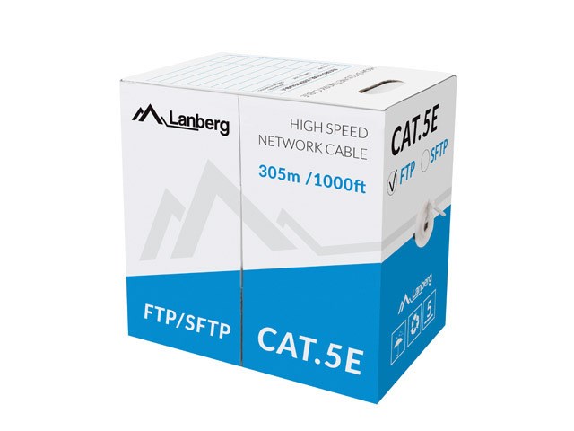 Kabel LANBERG FTP CAT.5E (305 m, bakrena žica) sivi-0