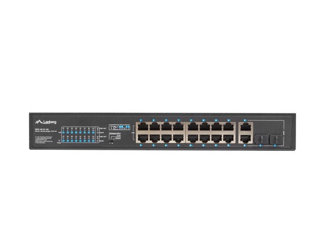 Preklopnik za ormar 19" LANBERG POE+ 16x 100MB /2X COMBO GIGABIT ETHERNET 150W-3