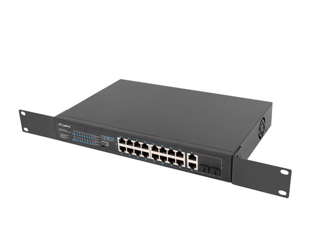 Preklopnik za ormar 19" LANBERG POE+ 16x 100MB /2X COMBO GIGABIT ETHERNET 150W-4
