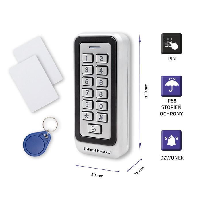 Brava s kodom QOLTEC Rhea 52442 (s RFID čitačem, zvono, IP68, EM)-6