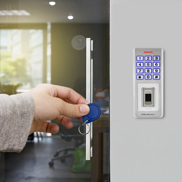 Brava s kodom QOLTEC Oberon 52447 (s čitačem otiska prsta, RFID, zvono, IP68, EM)-6