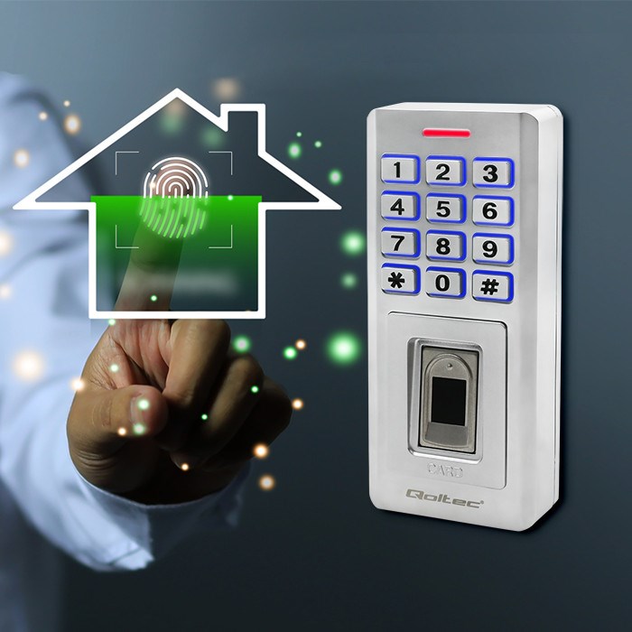 Brava s kodom QOLTEC Oberon 52447 (s čitačem otiska prsta, RFID, zvono, IP68, EM)-4