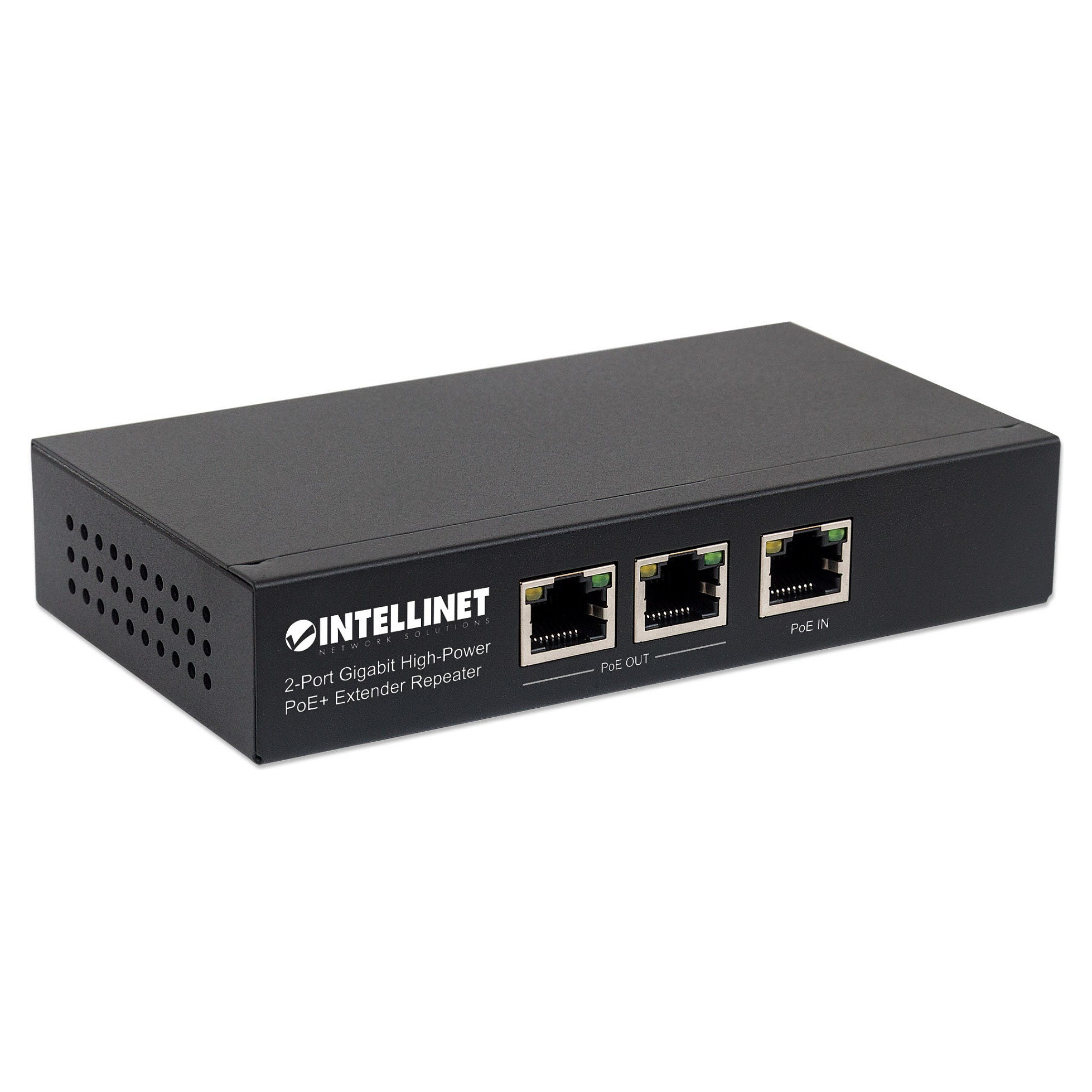 Intellinet 2-Port Gigabit High-Power PoE+ Extender Repeater (IEEE 802.3at/af, metalno kućište, crna boja)-1