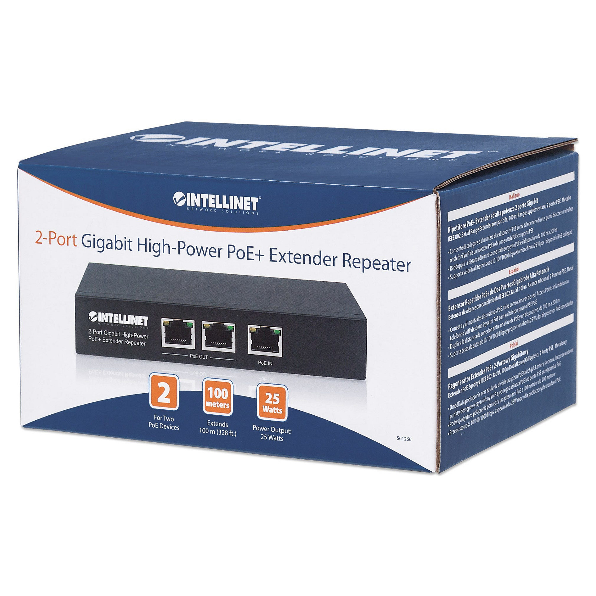 Intellinet 2-Port Gigabit High-Power PoE+ Extender Repeater (IEEE 802.3at/af, metalno kućište, crna boja)-4