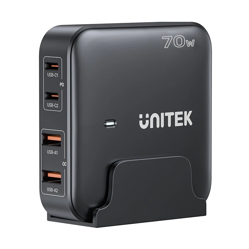 GaN mrežni punjač UNITEK P1228A (70W, 2x USB-C, 2x USB-A, PD 3.0)-3