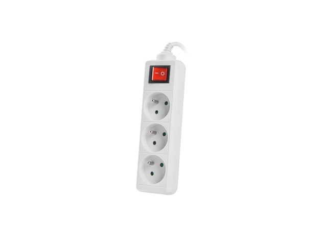 Produžni kabel LANBERG (3 m, bijeli, 3x 230V PL, s prekidačem)-3