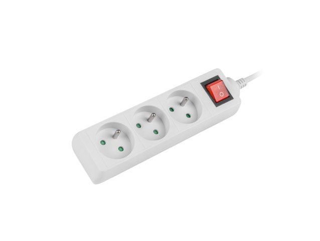 Produžni kabel LANBERG (3 m, bijeli, 3x 230V PL, s prekidačem)-2