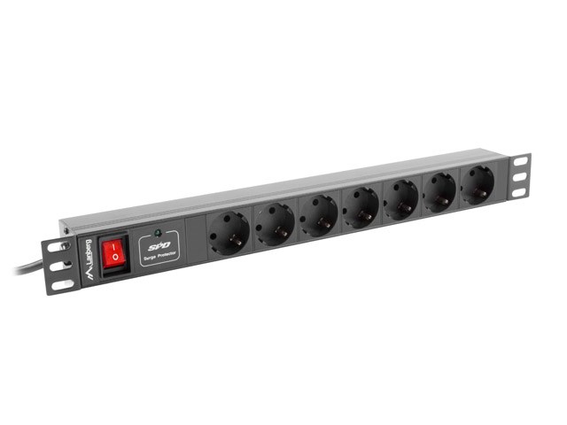 Jedinica za napajanje LANBERG PDU RACK POWER STRIP (1U, 10A, 7x SHUKO, 2 m)