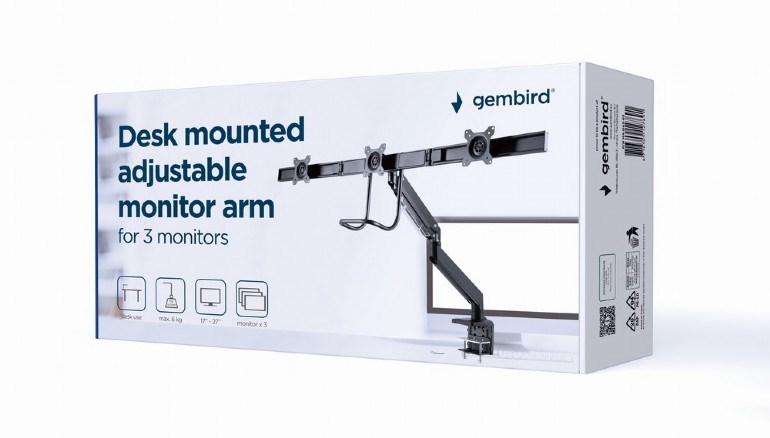 Podesiva ruka za monitor GEMBIRD MA-DA3-03 (tri monitora, 17”-27”, do 6 kg)-14