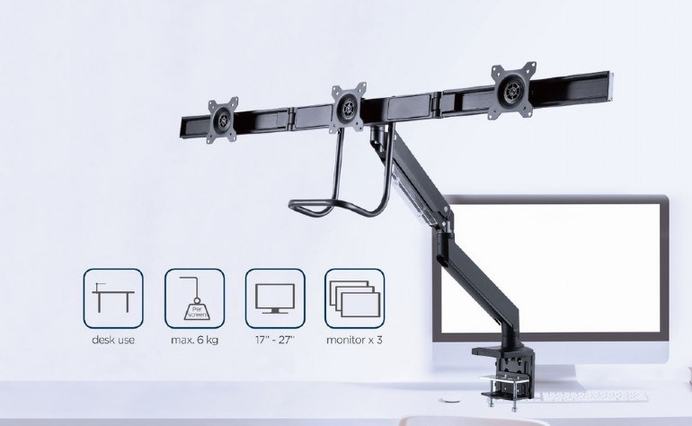 Podesiva ruka za monitor GEMBIRD MA-DA3-03 (tri monitora, 17”-27”, do 6 kg)-13