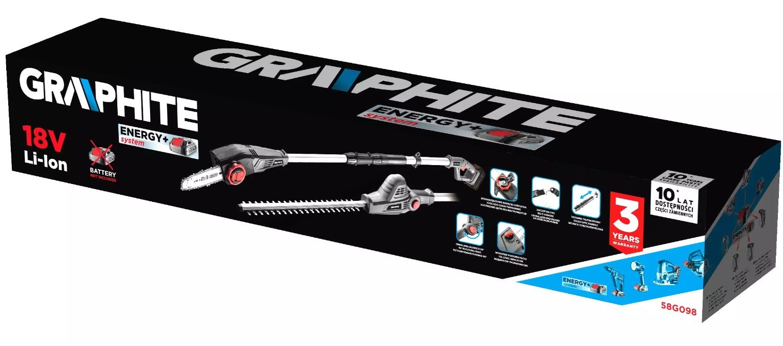 Bežični vrtni uređaj GRAPHITE Energy+ 18V (pila i škare za živicu, bez baterije)-11