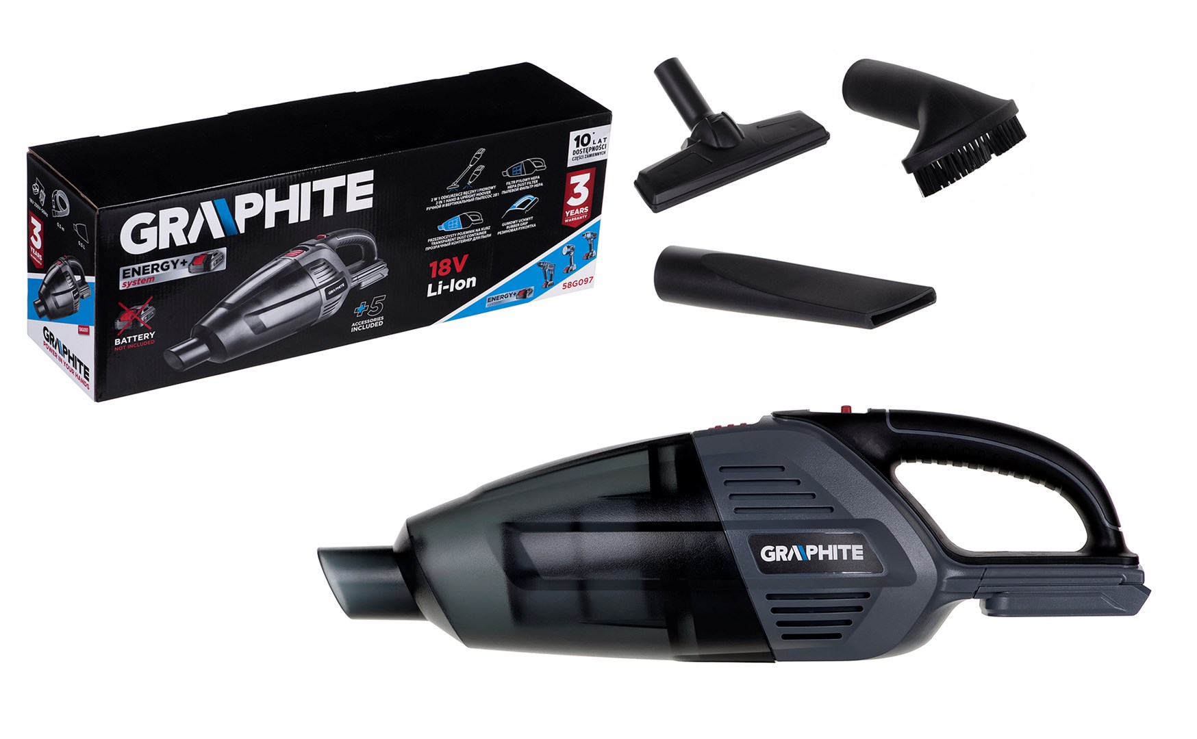 Ručni usisavač GRAPHITE (18 V, uspravni, bez baterije)-0