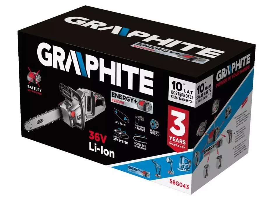 Lančana pila na baterije GRAPHITE Energy+ 36V (bez četkica, 14" vodilica)-7