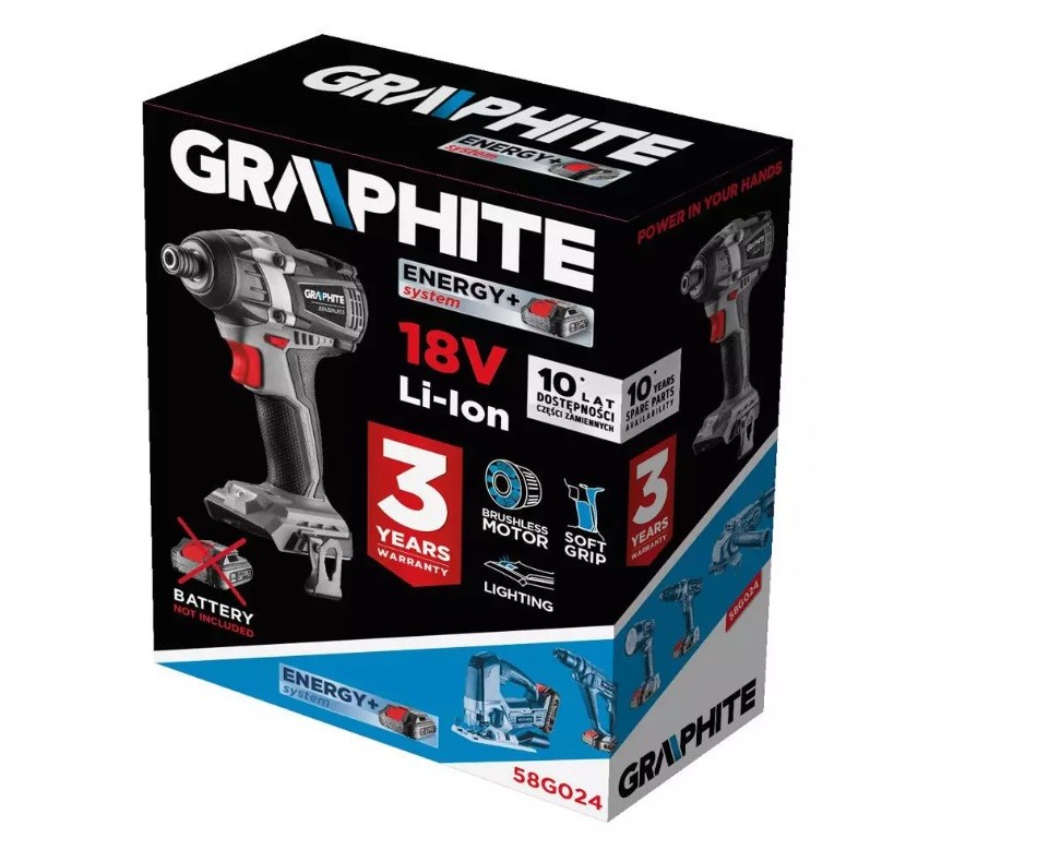 Udarni odvijač na baterije GRAPHITE Energy+ 18V (bez baterije, bez četkica)-4