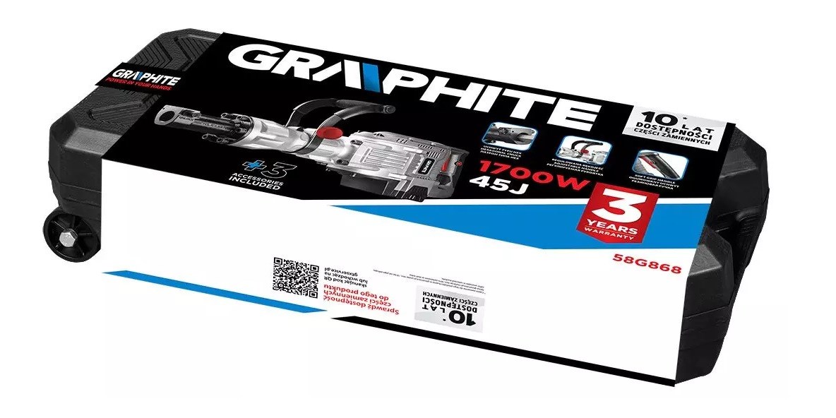 Čekić za rušenje GRAPHITE 1700W (hex prihvat 30mm, s kovčegom)-9