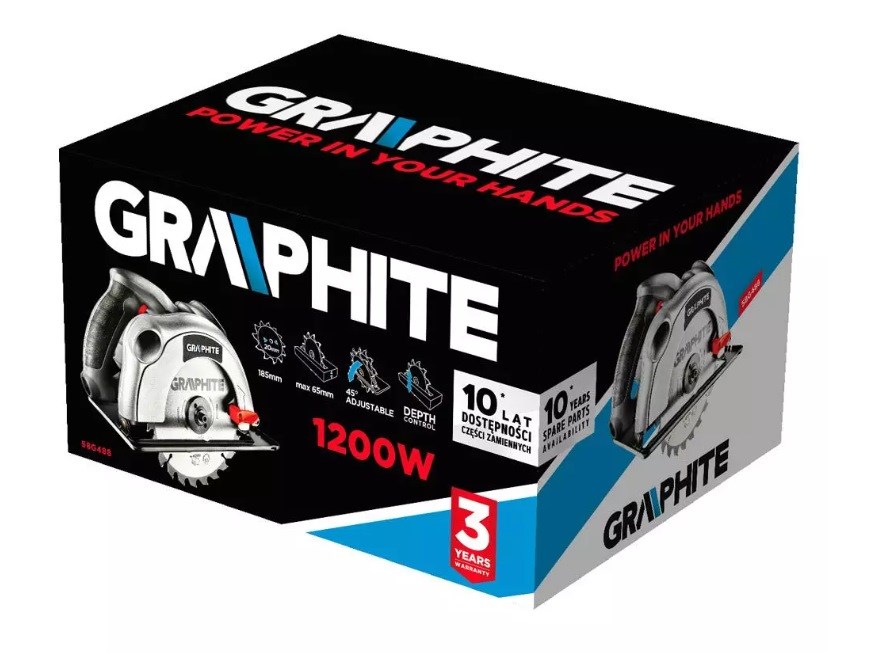 Kružna pila GRAPHITE 1200W (list pile 185mm, s kovčegom)-6