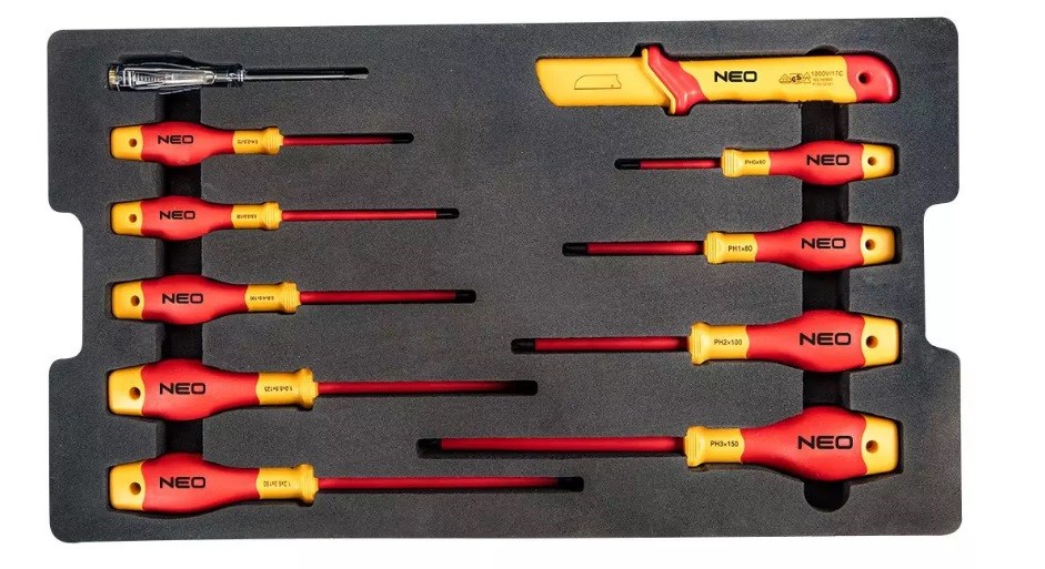 Kutija s alatom NEO TOOLS 01-311 za električare (52 kom, 22" kofer, IP67)-12