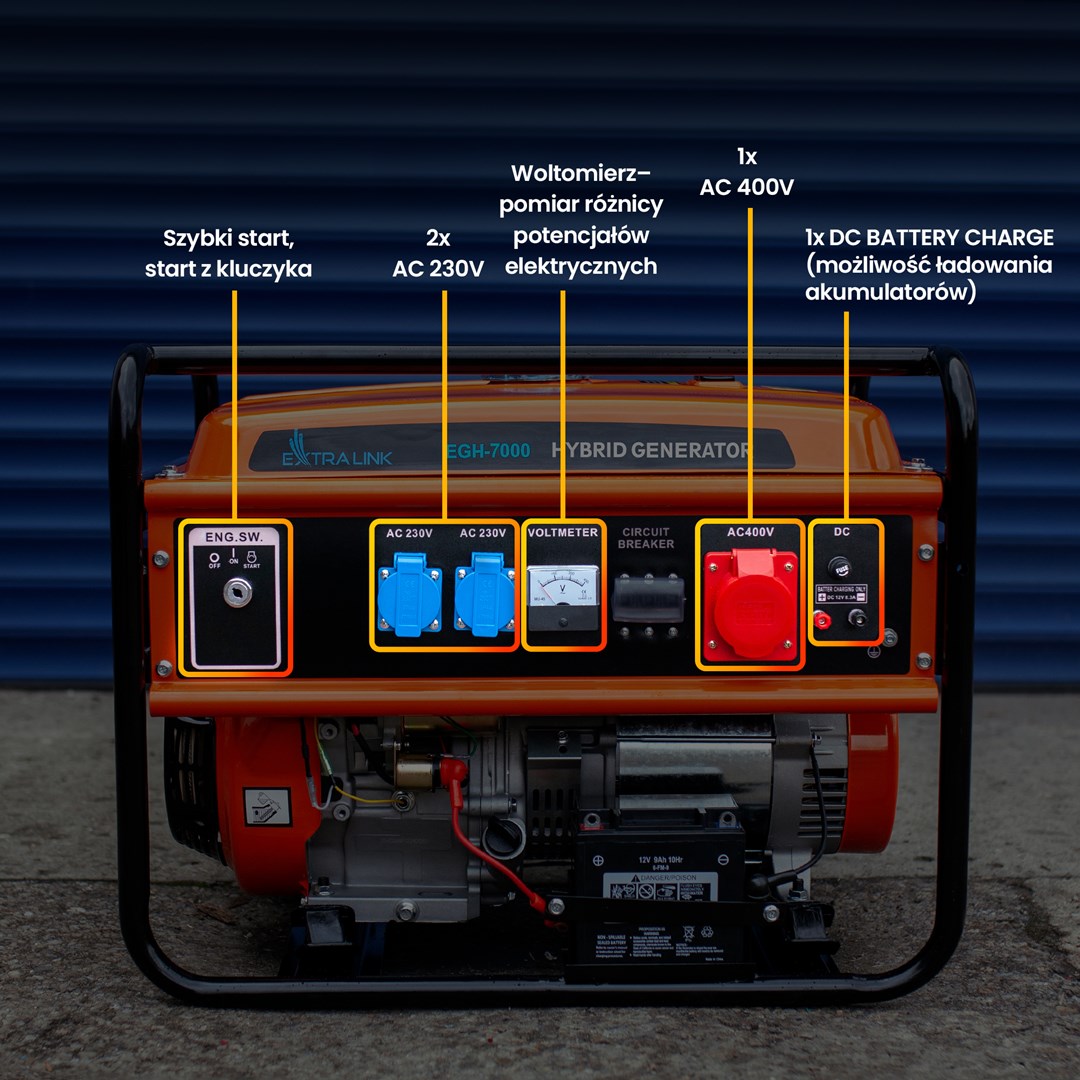 Generator EXTRALINK EGH-7000 hybrid (7000 W, 4-taktni, benzinski, ručno/elektronsko paljenje, inverter tehnologija)-30