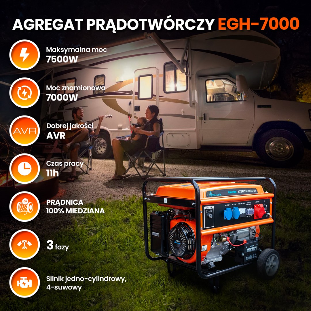 Generator EXTRALINK EGH-7000 hybrid (7000 W, 4-taktni, benzinski, ručno/elektronsko paljenje, inverter tehnologija)-23