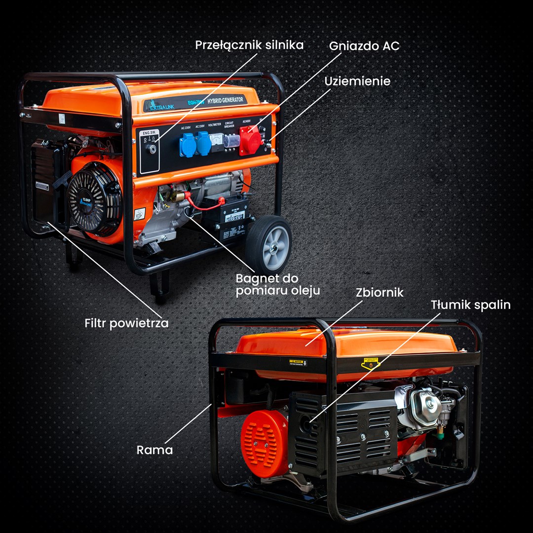 Generator EXTRALINK EGH-7000 hybrid (7000 W, 4-taktni, benzinski, ručno/elektronsko paljenje, inverter tehnologija)-31