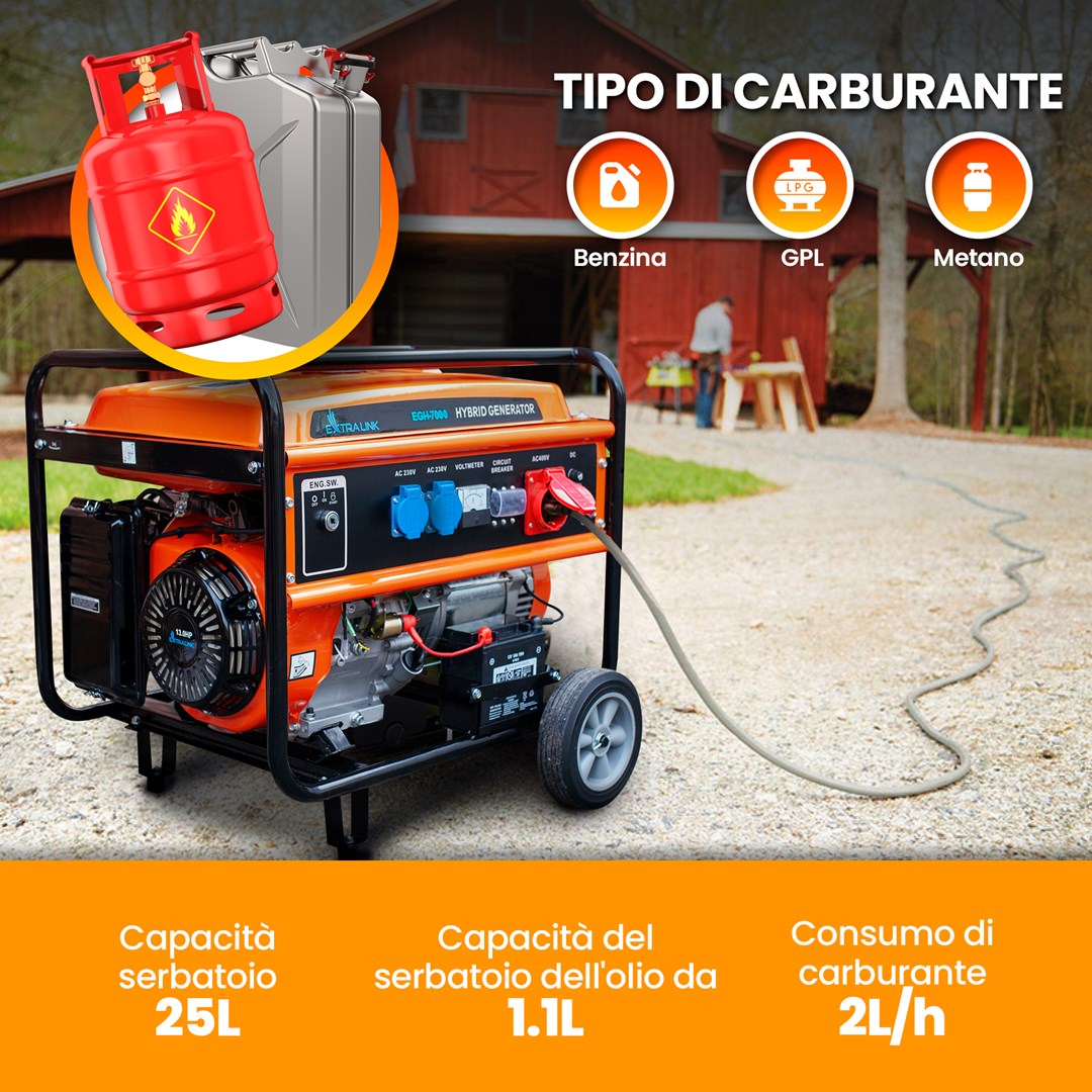 Generator EXTRALINK EGH-7000 hybrid (7000 W, 4-taktni, benzinski, ručno/elektronsko paljenje, inverter tehnologija)-17