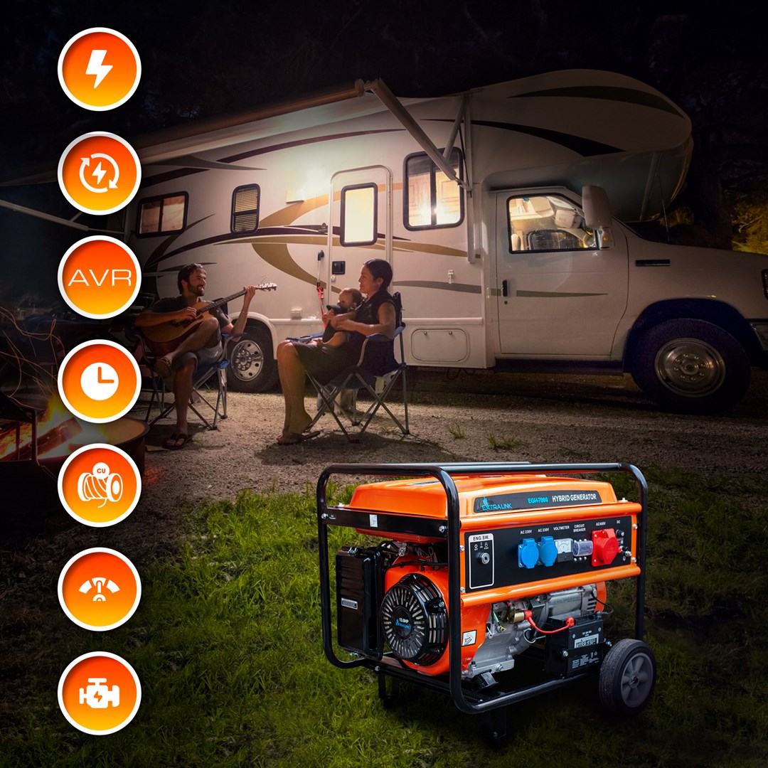 Generator EXTRALINK EGH-7000 hybrid (7000 W, 4-taktni, benzinski, ručno/elektronsko paljenje, inverter tehnologija)-20