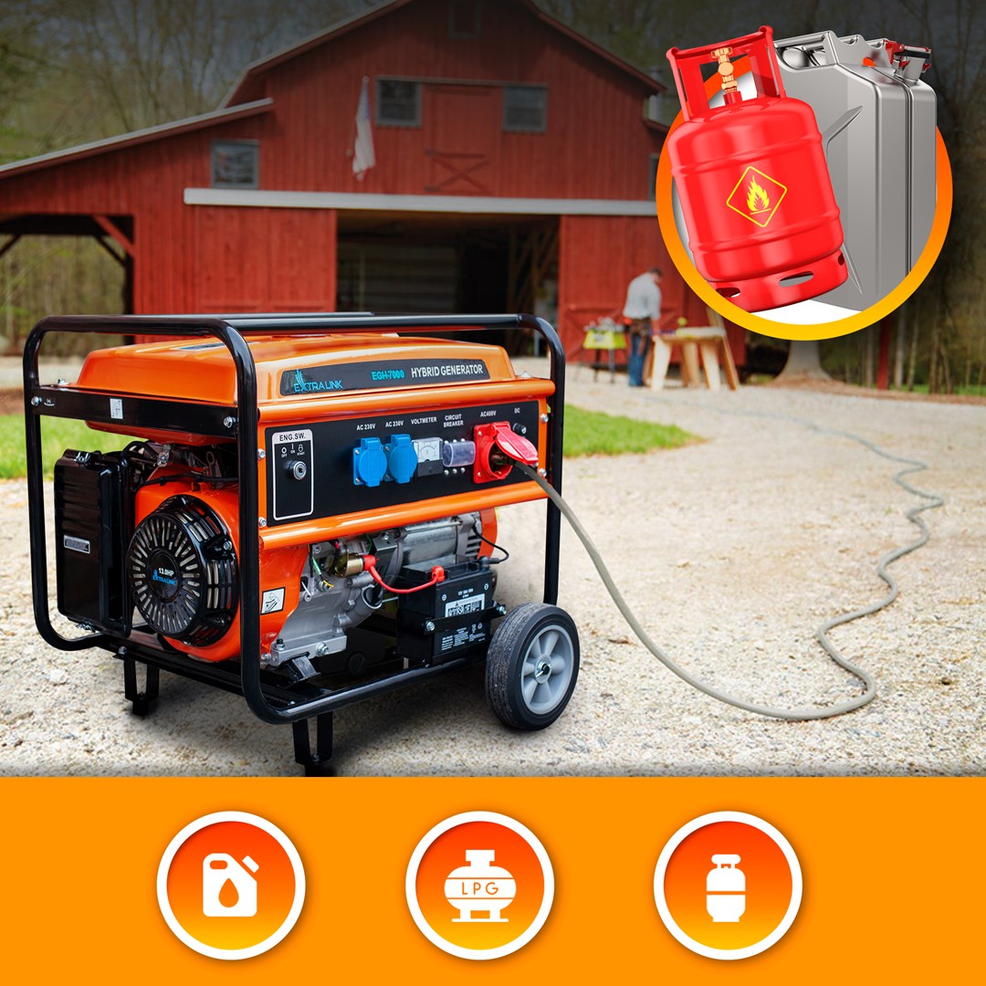 Generator EXTRALINK EGH-7000 hybrid (7000 W, 4-taktni, benzinski, ručno/elektronsko paljenje, inverter tehnologija)-12