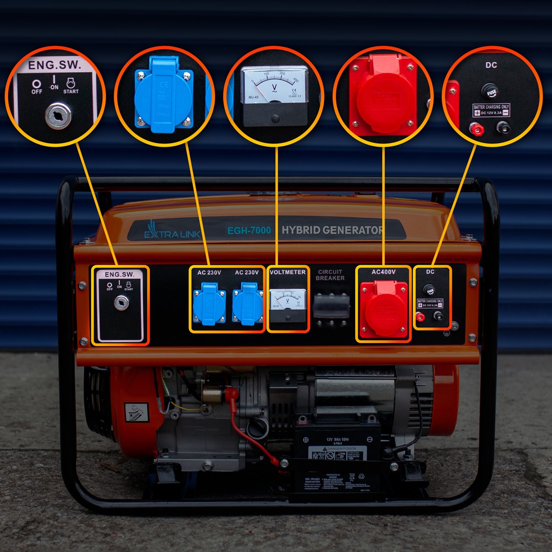Generator EXTRALINK EGH-7000 hybrid (7000 W, 4-taktni, benzinski, ručno/elektronsko paljenje, inverter tehnologija)-13