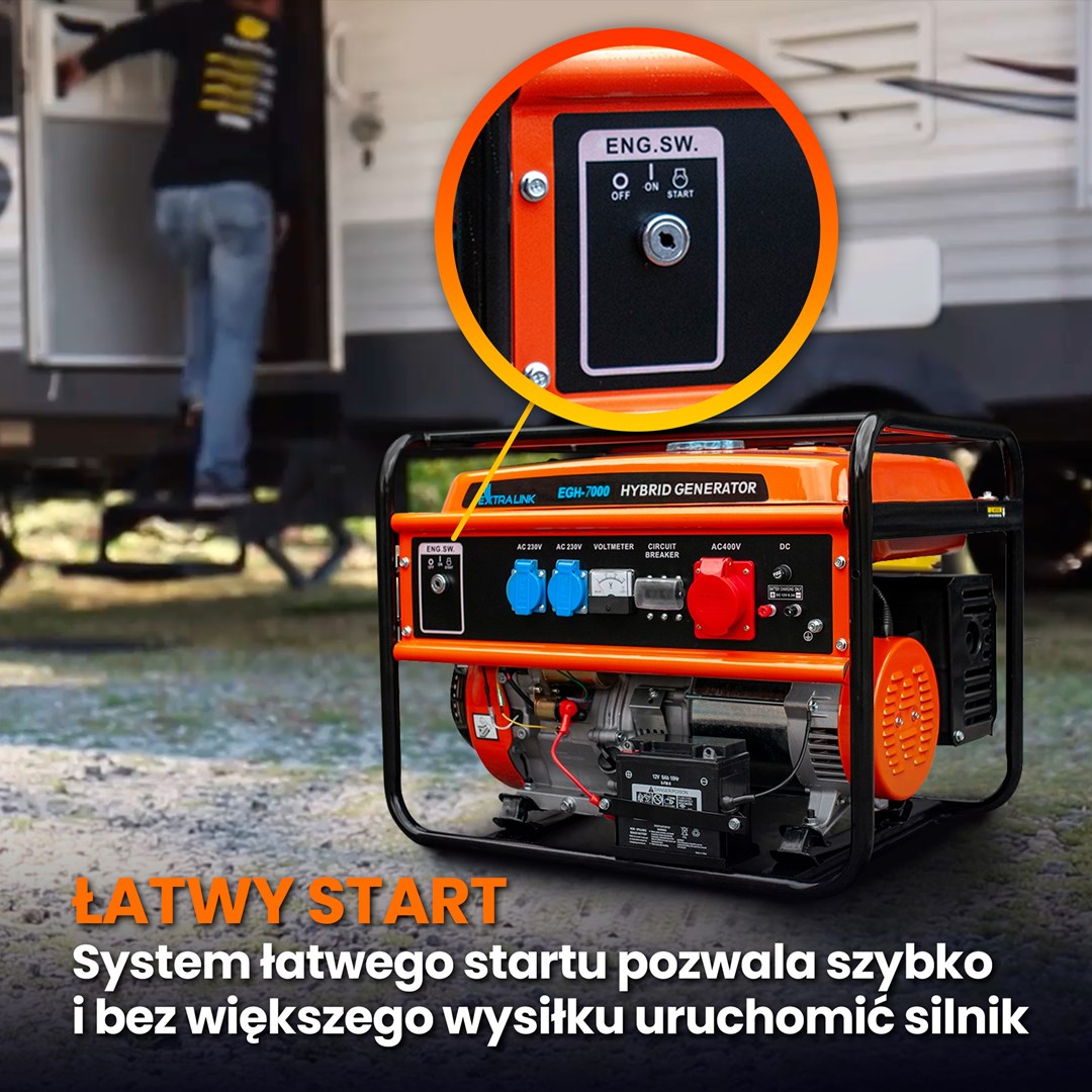 Generator EXTRALINK EGH-7000 hybrid (7000 W, 4-taktni, benzinski, ručno/elektronsko paljenje, inverter tehnologija)-24
