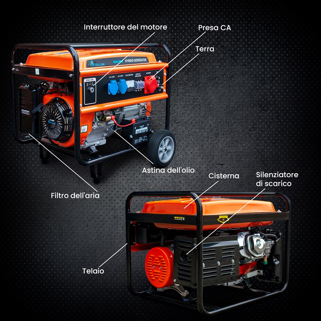 Generator EXTRALINK EGH-7000 hybrid (7000 W, 4-taktni, benzinski, ručno/elektronsko paljenje, inverter tehnologija)-19