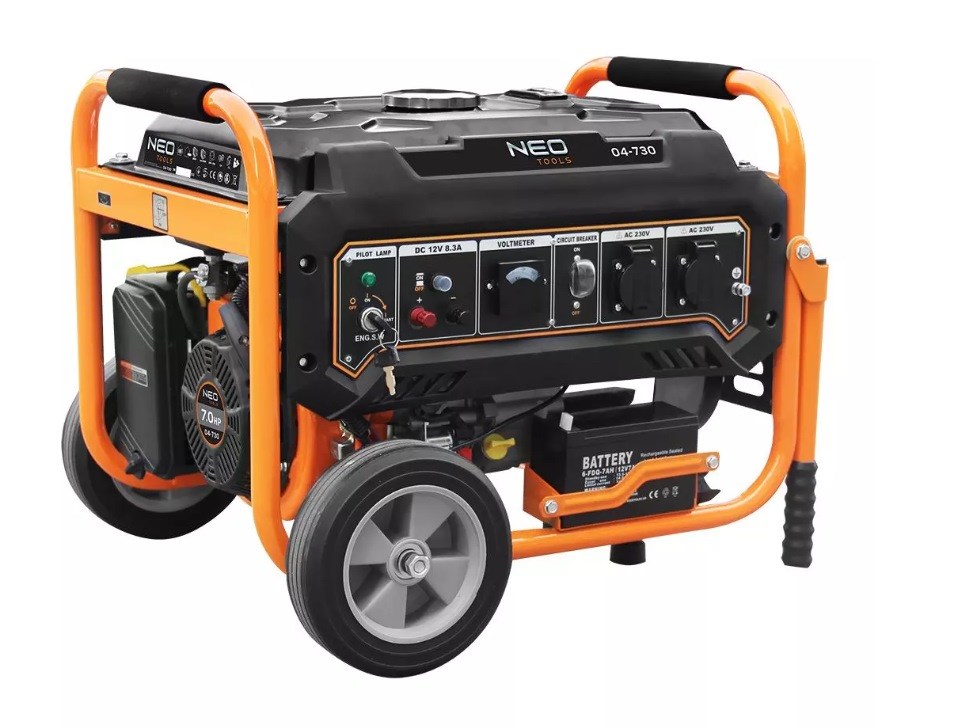 Benzinski agregat NEO TOOLS 04-730 (2800/3000 W, 4-taktni motor 208 cm³, 2 x 230 V i 1 x 12 V, spremnik 15 l)-0
