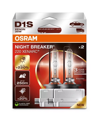 Xenon žarulje OSRAM Xenarc Night Breaker 220 D1S (+220% svjetline, 4500K, 35W) Duo Box-2