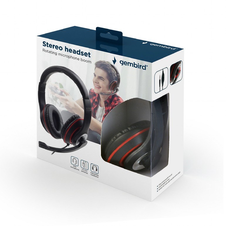 Slušalice GEMBIRD MHS-03-BKRD (žične, Head-band Gaming) crno-crvena-5