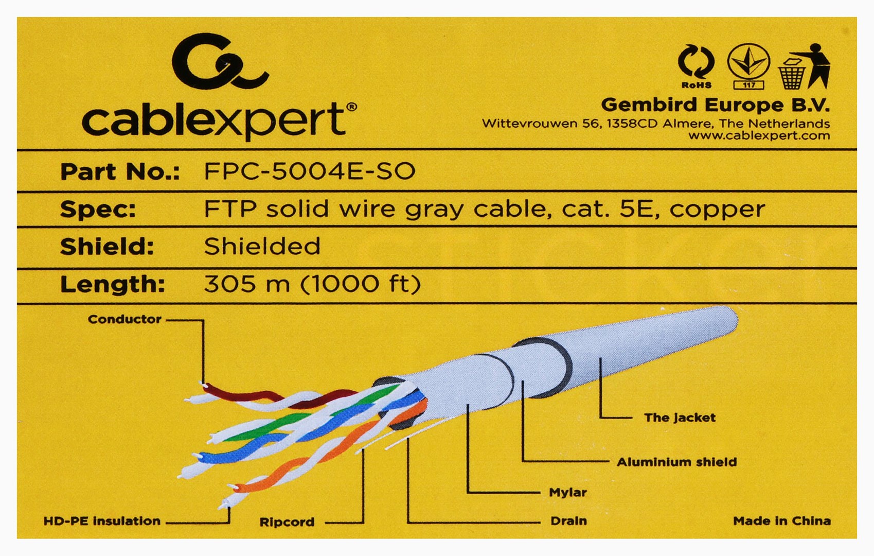 Mrežni kabel GEMBIRD (305 m, Cat5e FTP) sivi F/UTP (FTP)-2