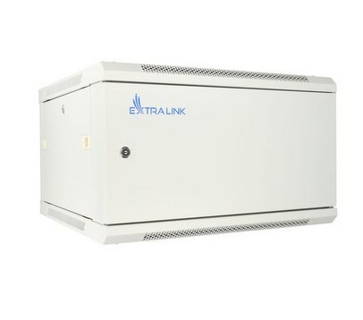 Zidni mrežni ormar EXTRALINK 6U (19", 600x600mm, staklena vrata, 60 kg) sivi-0