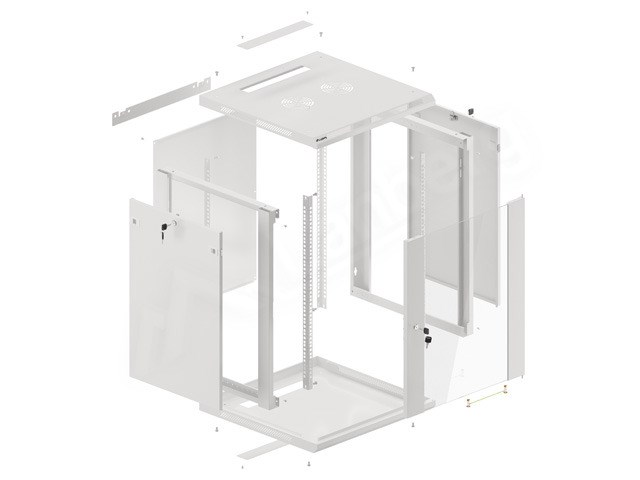 Ormarić za montažu na zid LANBERG 19'' 15U 600x600mm siva (staklena vrata)-6