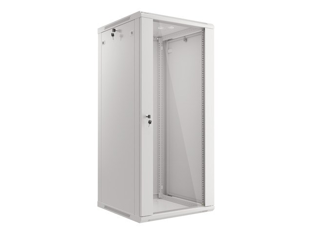 Mrežni ormar LANBERG WF01-6627-10S 19" 27U (600x600mm, zidni, staklena vrata, sivi)