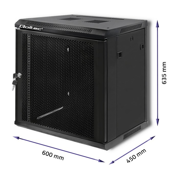 Ormar za server QOLTEC (19", 12U, 600 x 635 x 450, perforirana vrata)-3
