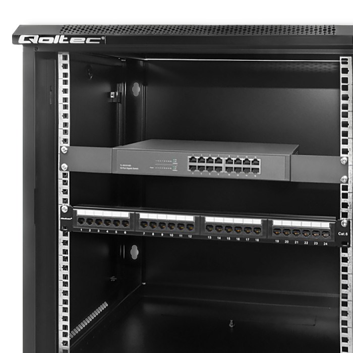 Ormar za server QOLTEC (19", 12U, 600 x 635 x 450, perforirana vrata)-1