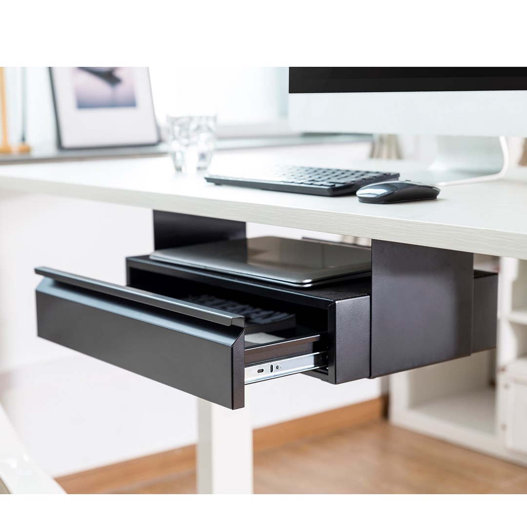 Maclean MC-875 Under Desk Steel Drawer with Shelf Up to Max. 5kg Base Under Table Holder Hanging Drawer with Organiser-2